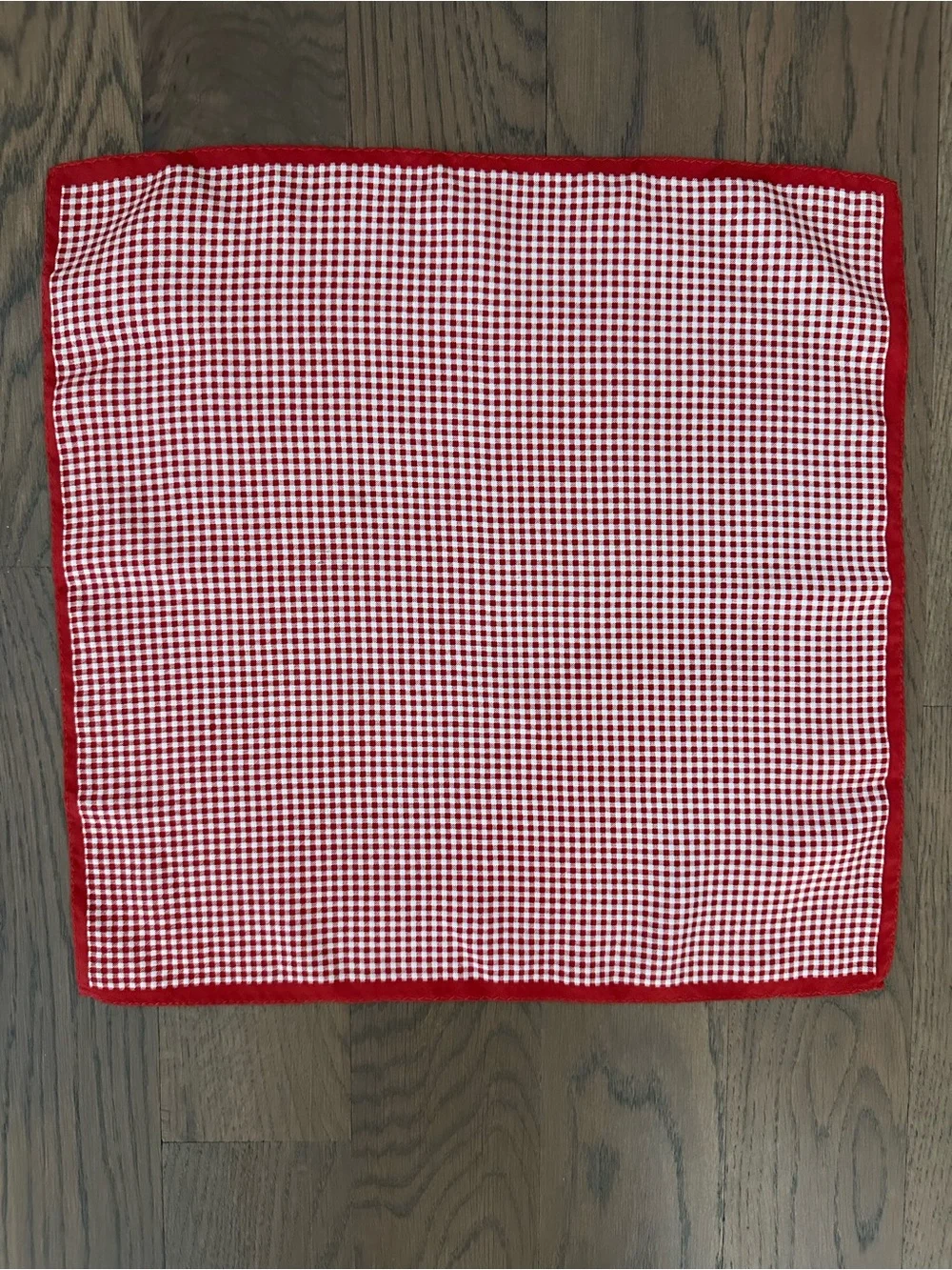 Vintage Gingham Check Print Silk Small Square Scarf in Red and White 14